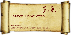 Fetzer Henrietta névjegykártya